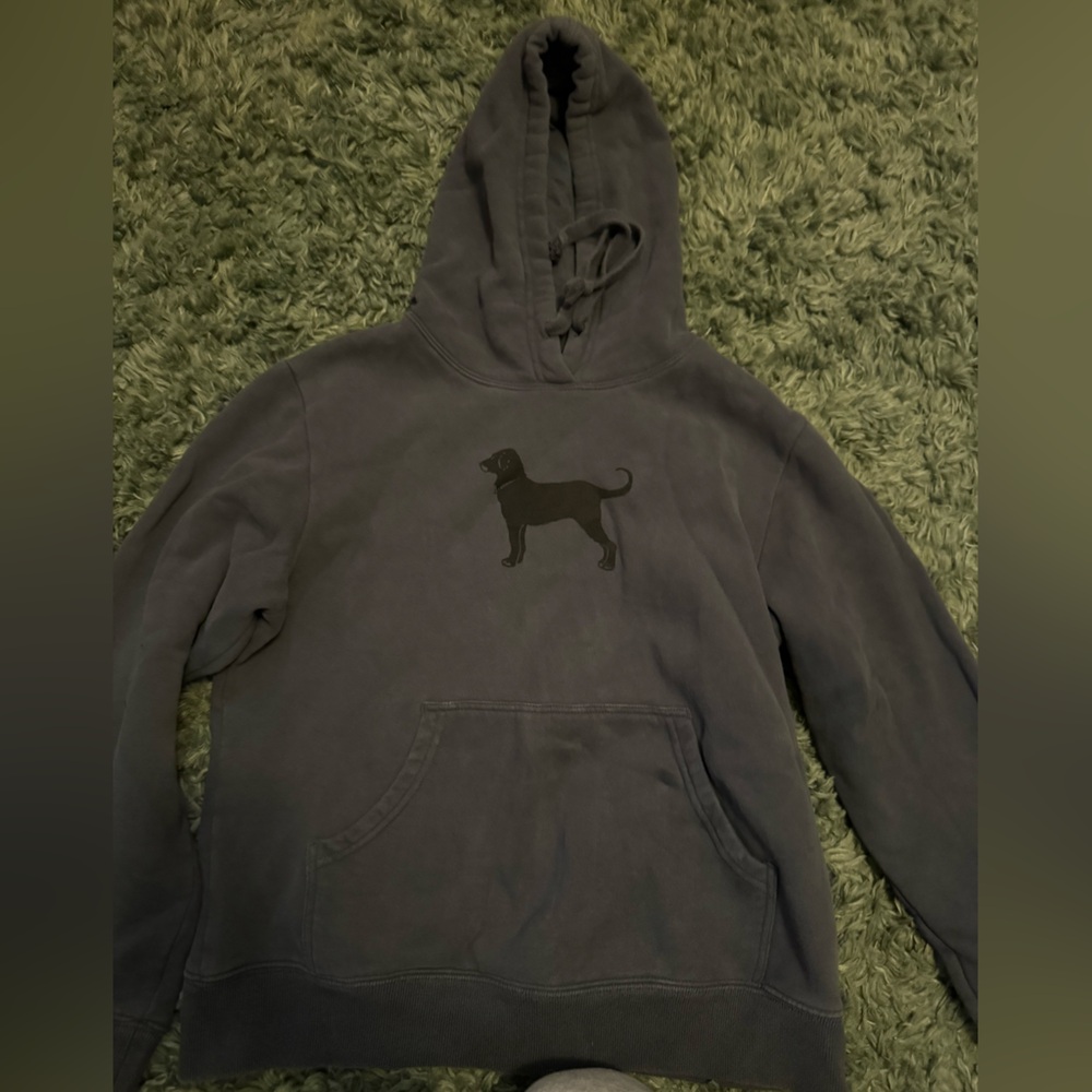 blackish blue colored black dog pullover hoodie